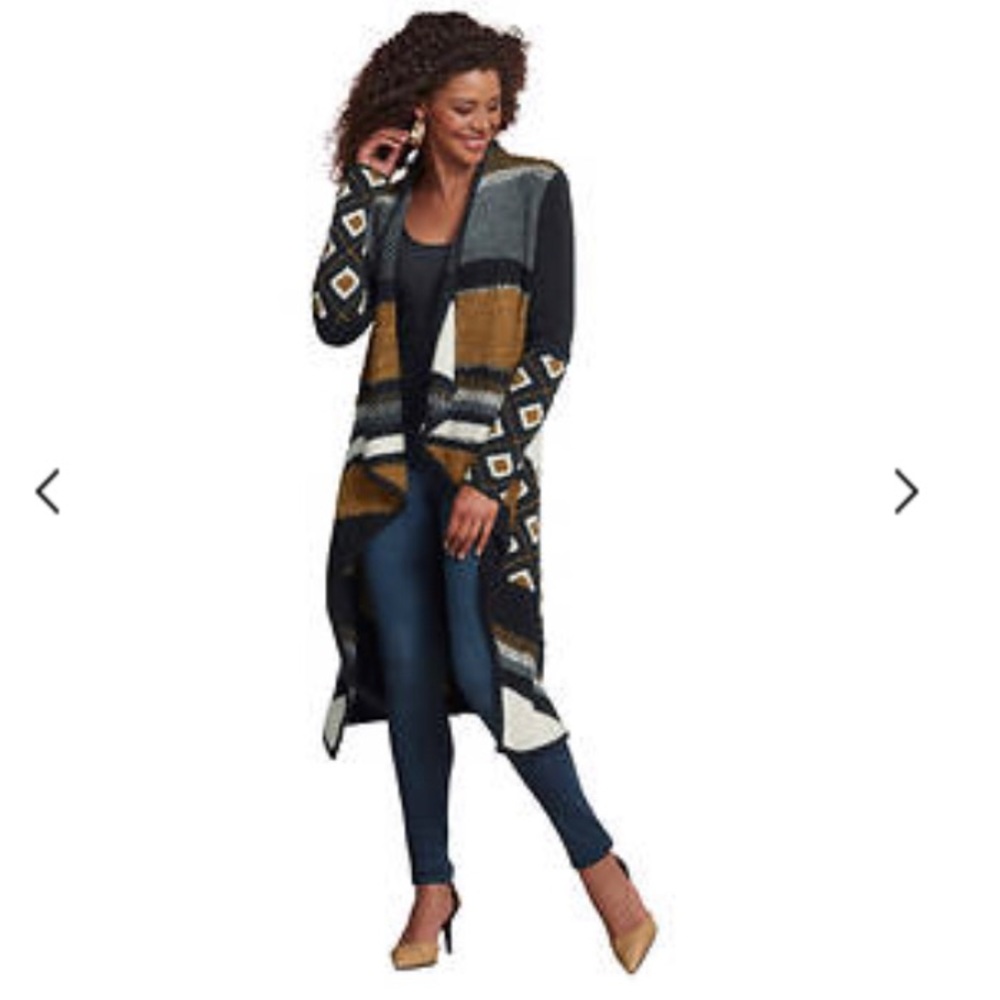 Geometric sweater coat